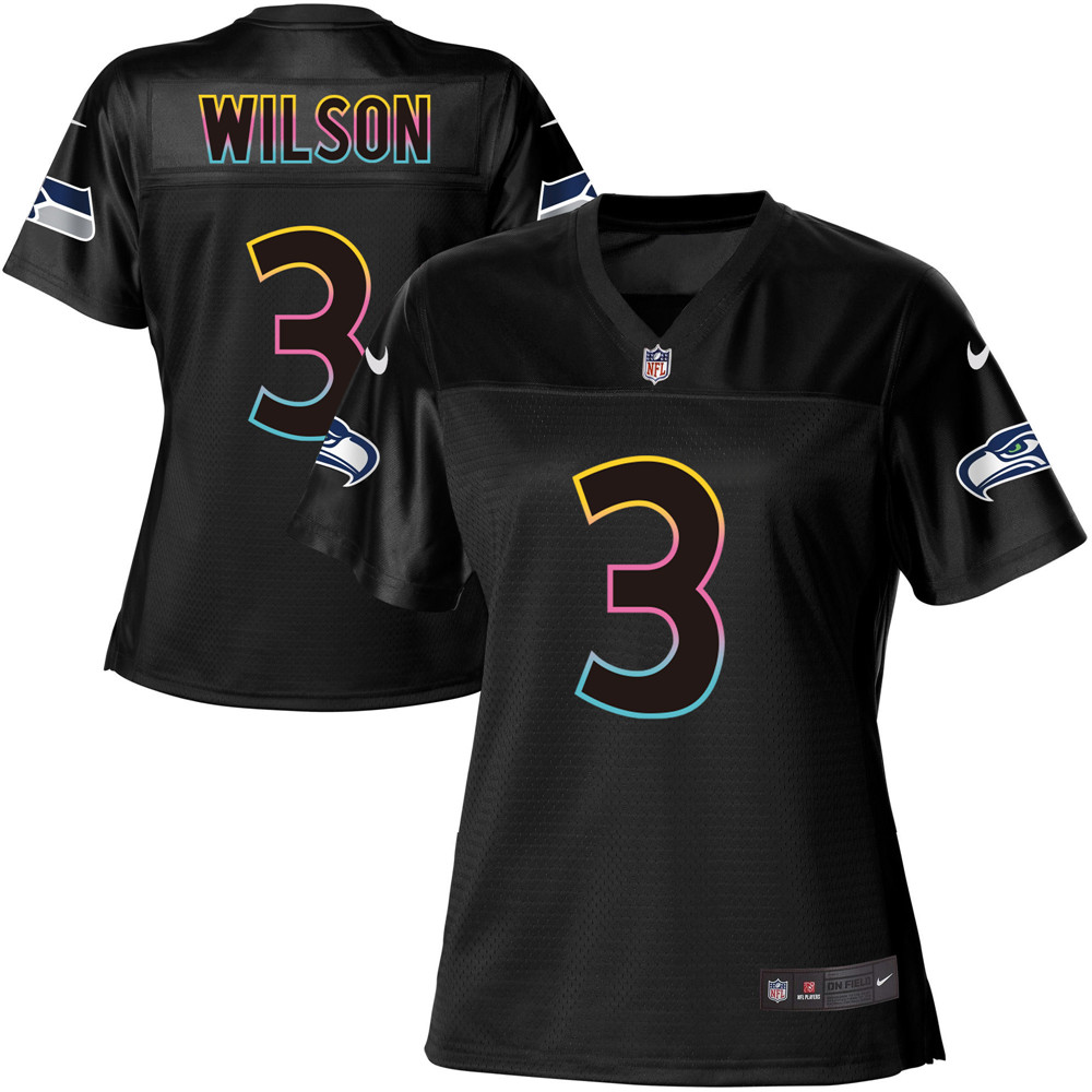 Women's Game Russell Wilson Nike Jersey Black - #3 Fashion NFL Seattle Seahawks